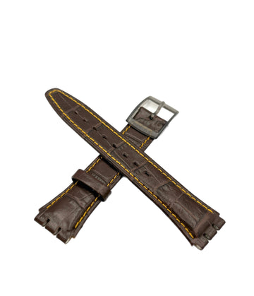 Bracelet de remplacement Swatch 17 mm en cuir marron