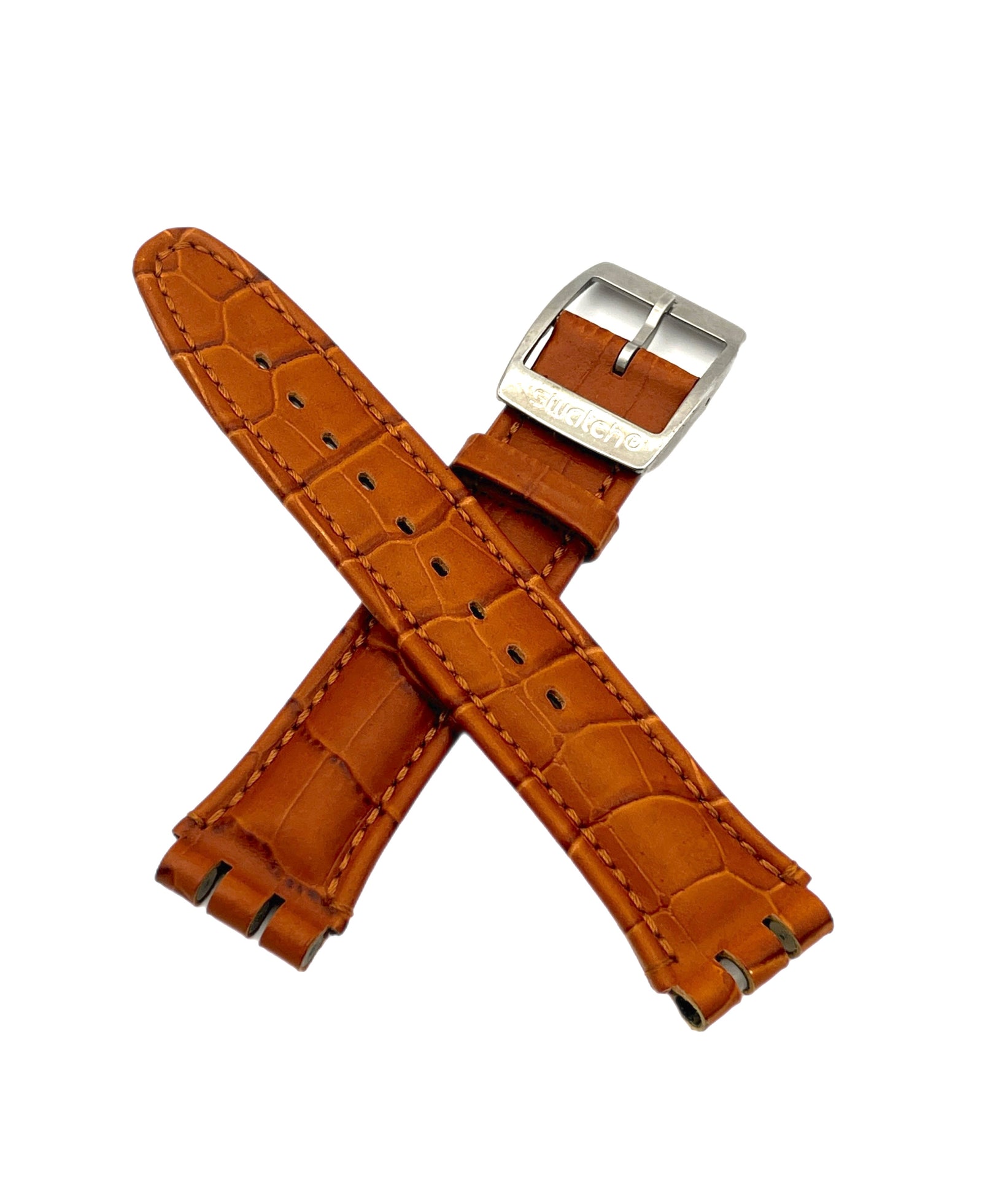 Bracelet de rechange en cuir marron clair 19 mm Swatch AYCS429
