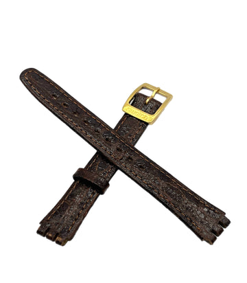 Bracelet de remplacement Swatch 12 mm en cuir marron foncé, série Lady