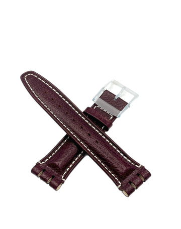 Bracelet de rechange en cuir bordeaux 19 mm pour Swatch