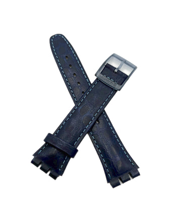 Swatch 17mm Blue Leather Replacement Band Gent NILGUN AGN709