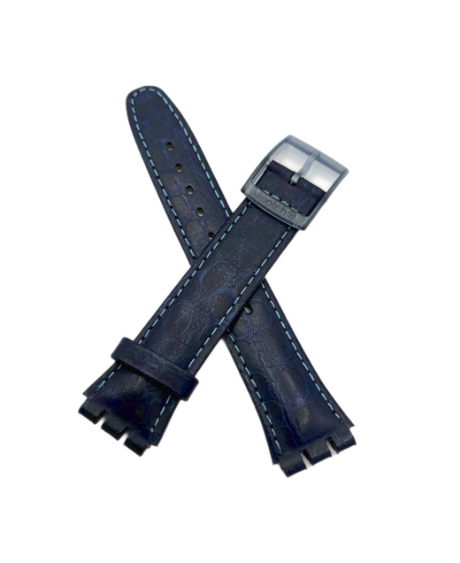 Swatch 17mm Blue Leather Replacement Band Gent NILGUN AGN709