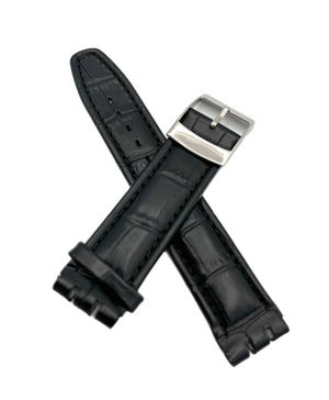 Bracelet de rechange 19mm en cuir noir pour Swatch