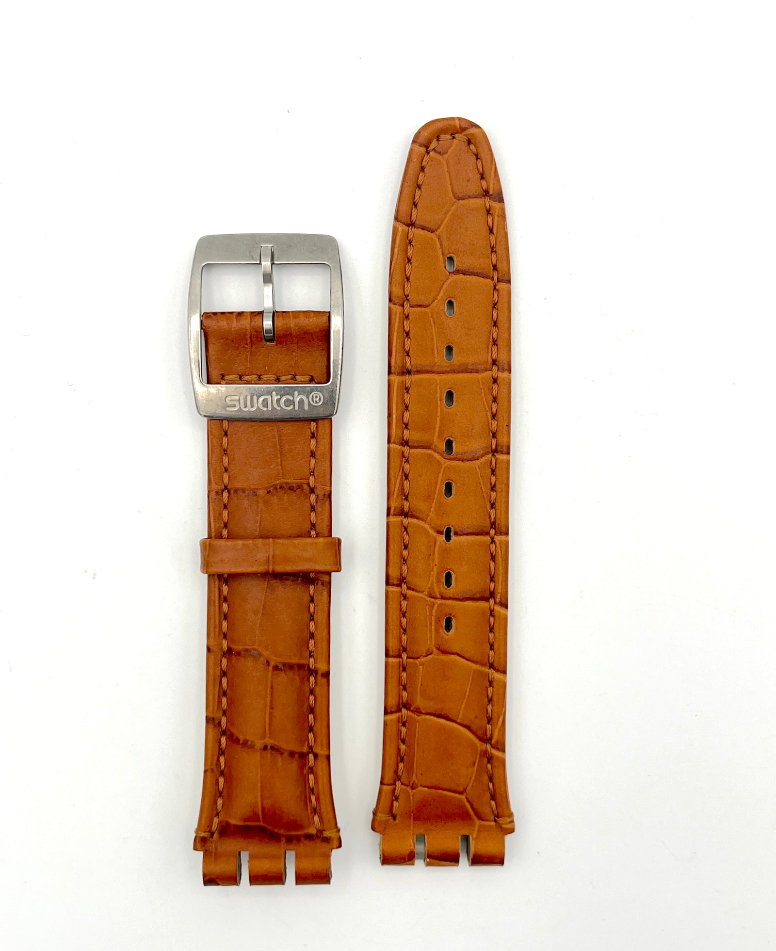 Bracelet de rechange en cuir marron clair 19 mm Swatch AYCS429