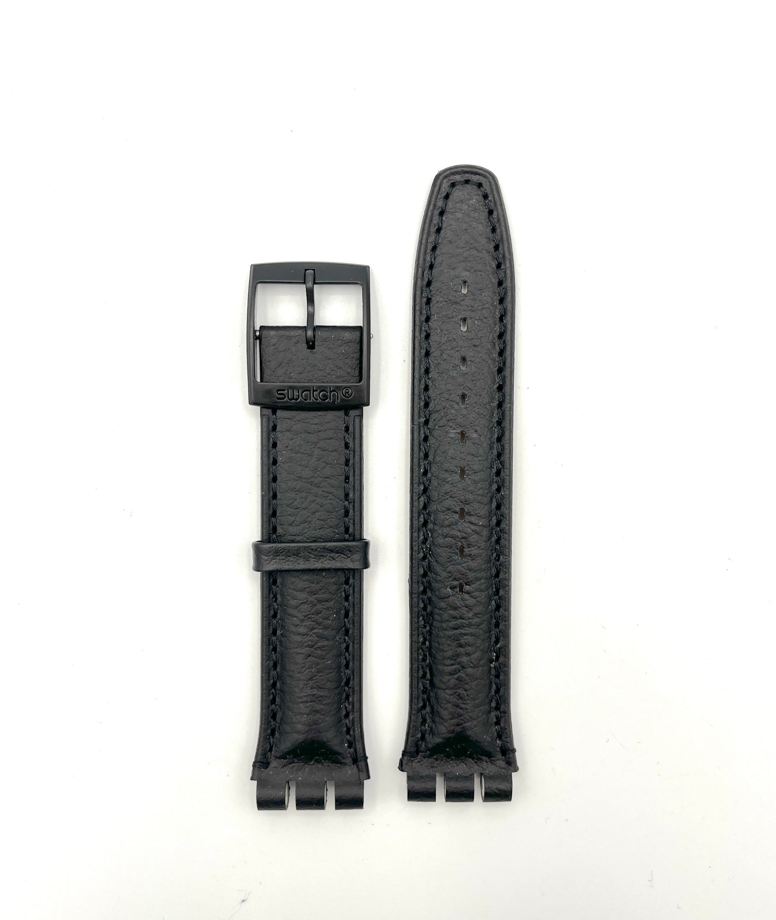 Bracelet de rechange Swatch en cuir noir 19mm