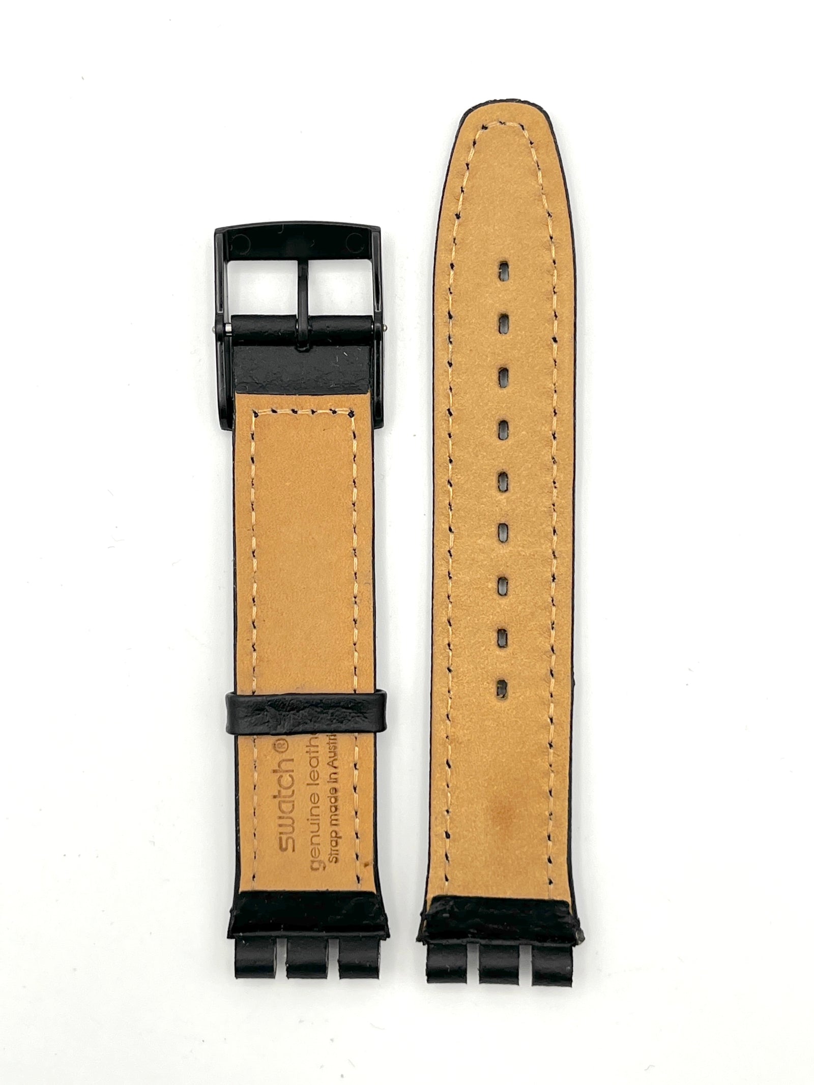 Bracelet de rechange Swatch en cuir noir 19mm
