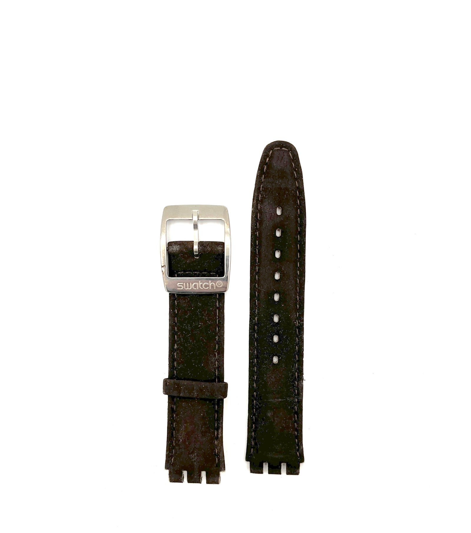 Bracelet de rechange Swatch en cuir suède marron foncé 19 mm
