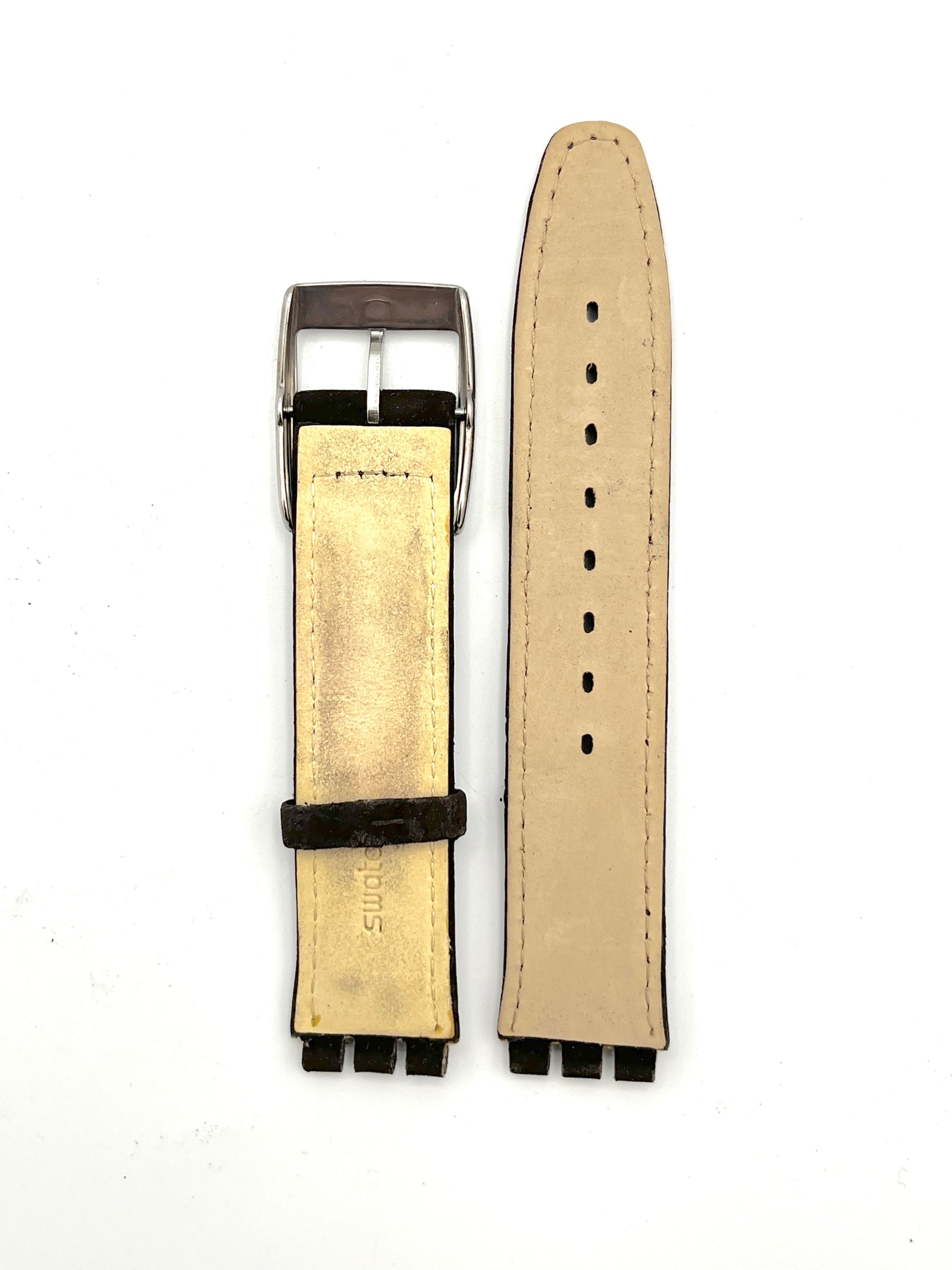Bracelet de rechange Swatch en cuir suède marron foncé 19 mm