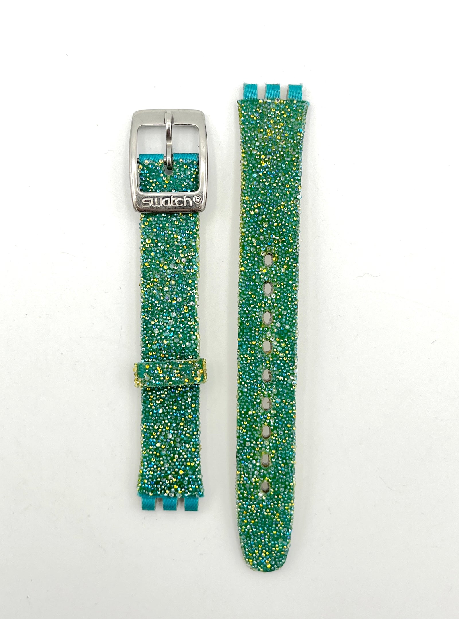 Bracelet de rechange en cuir scintillant vert Swatch 12 mm Irony Lady
