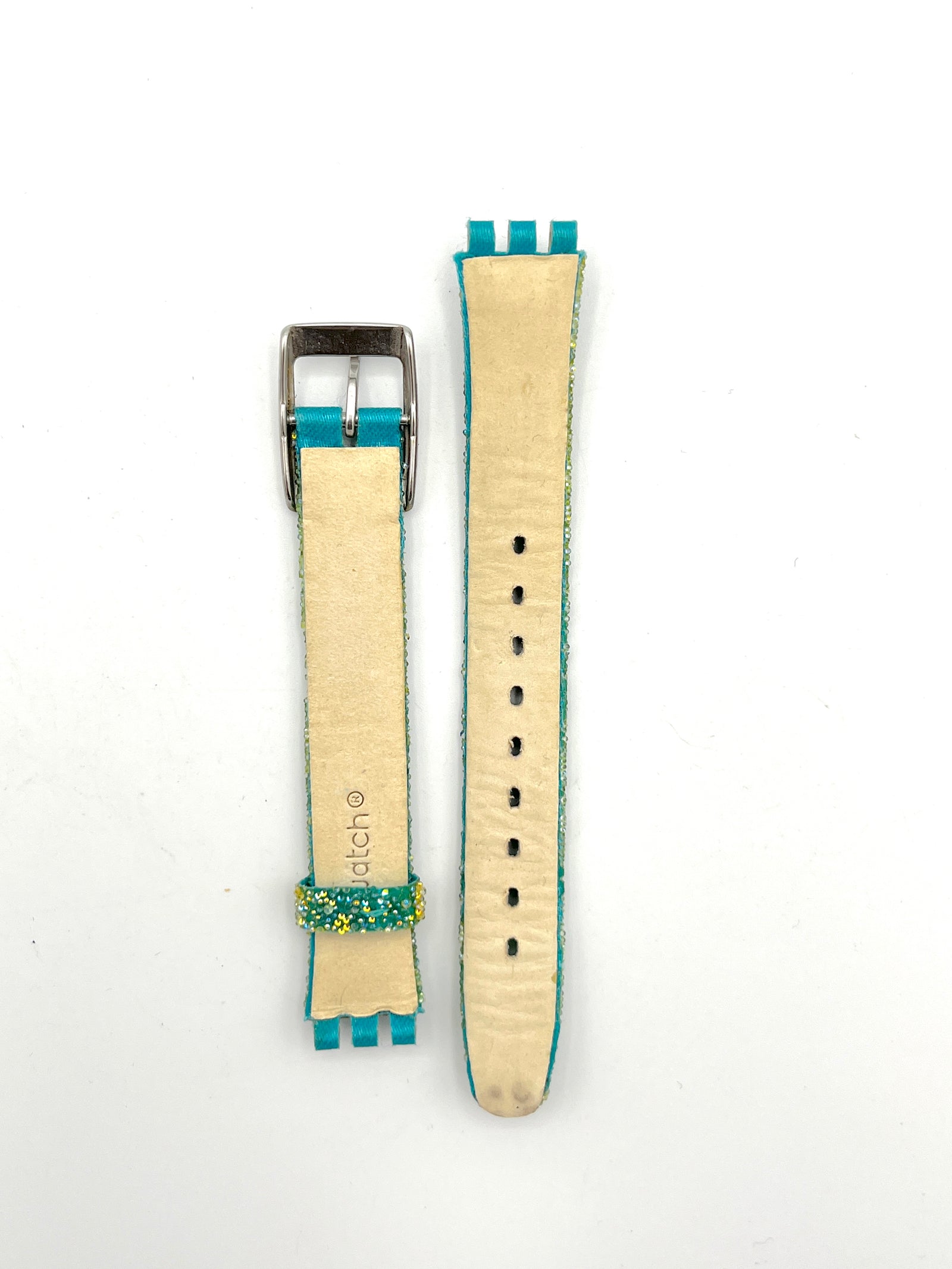 Bracelet de rechange en cuir scintillant vert Swatch 12 mm Irony Lady