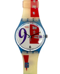 Colorful watch with a unique design on a white background